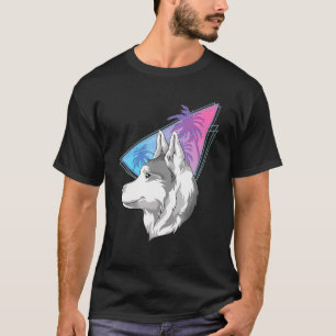 Camiseta Animal Vaporwave 80s Synthwave Dog Pet Siberian H