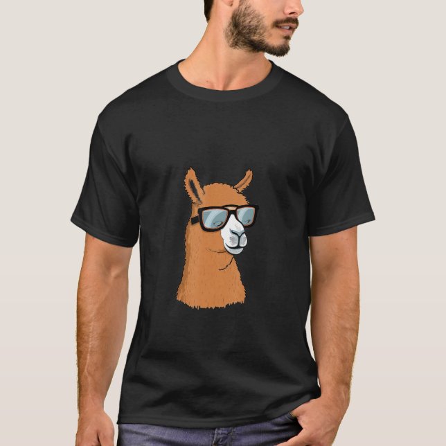 Camiseta Animals Graphic  Alpaca Wearing Sunglasses (Frente)