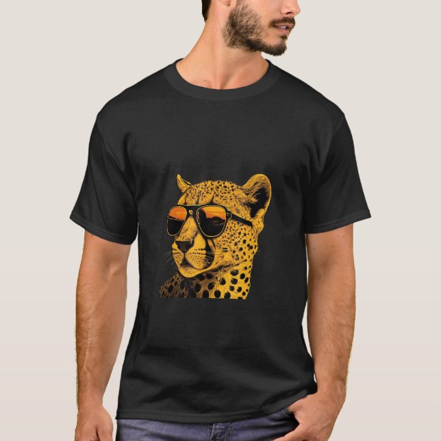 Camiseta Animals Graphic  Cheetah Wearing Sunglasses 2 (Frente)