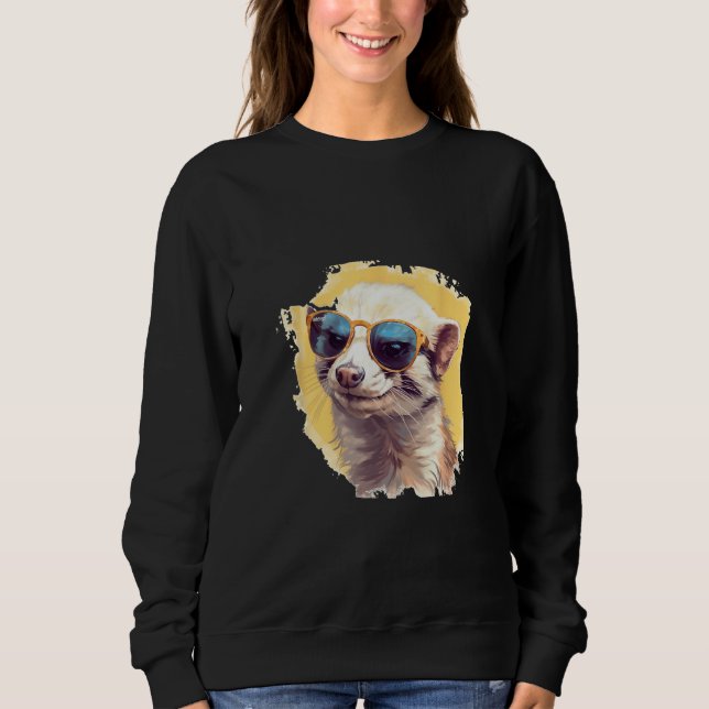 Camiseta Animals Graphic  Ferret Wearing Sunglasses 2 (Frente)