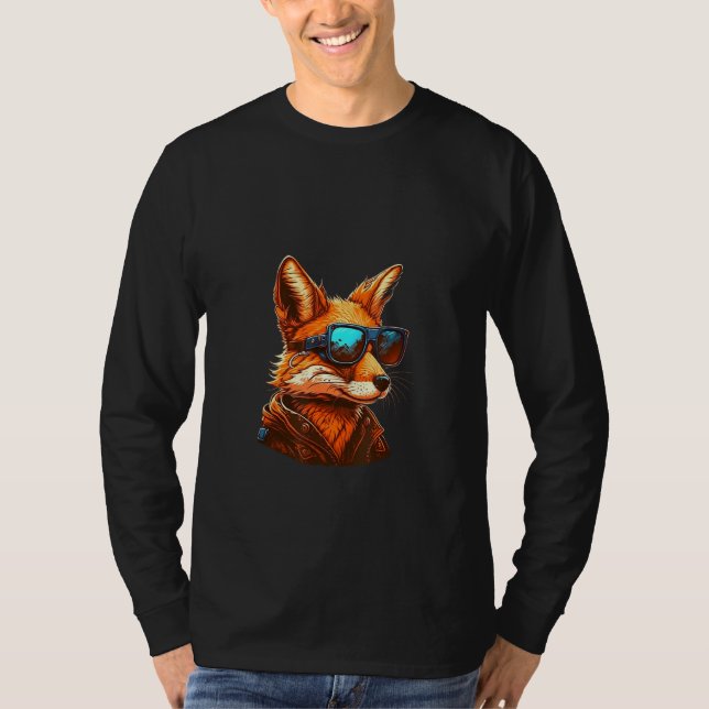 Camiseta Animals Graphic  Fox Wearing Sunglasses 4 (Frente)
