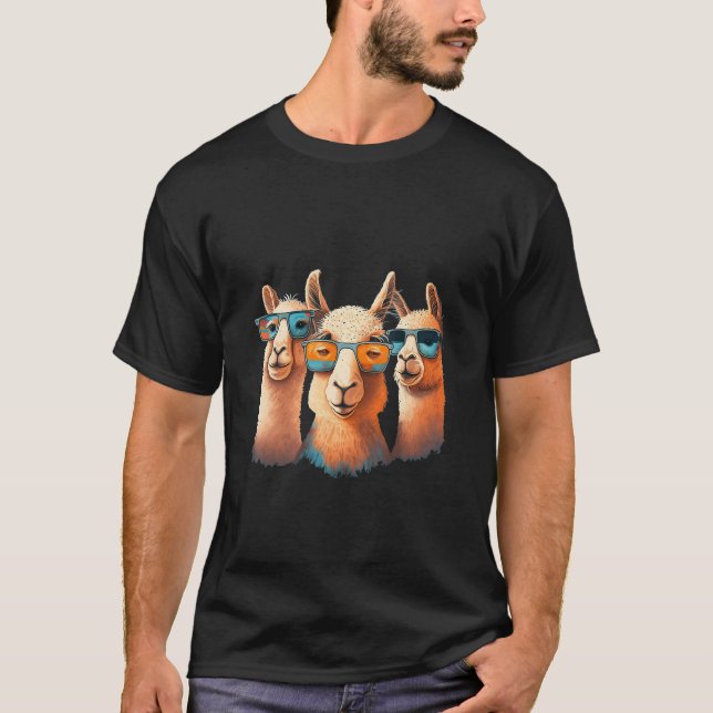 Camiseta Animals Graphic  Llama Wearing Sunglasses 5 (Frente)