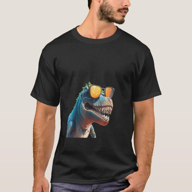 Camiseta Animals Graphic  rex Dinosaur Wearing Sunglasses (Frente)