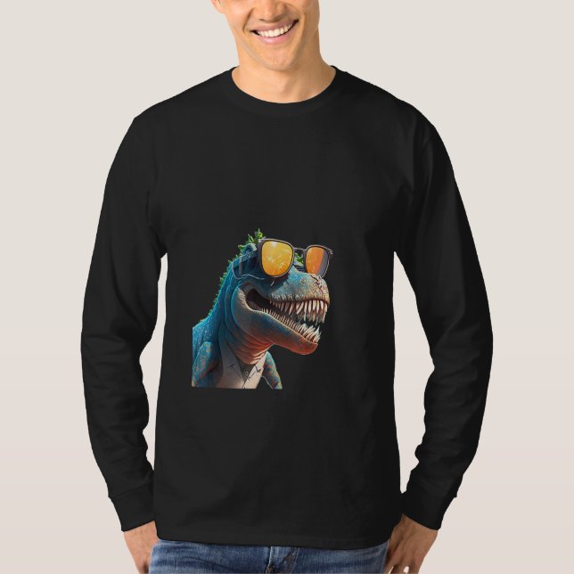 Camiseta Animals Graphic  rex Dinosaur Wearing Sunglasses (Frente)