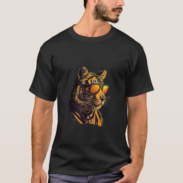 Camiseta Animals Graphic  Tiger Wearing Sunglasses 4 (Frente)