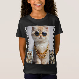 Camiseta Animalzinho Elegante | Gatinha com Óculos de Sol –