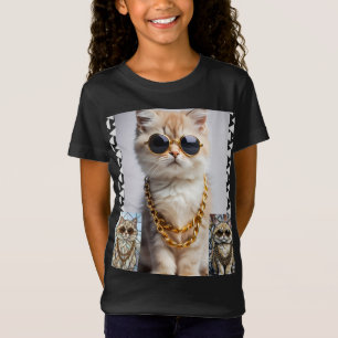 Camiseta Animalzinho Elegante   Gatinha com Óculos de Sol –