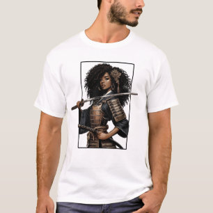 Camiseta Anime Afro-Americana Menina Samurai