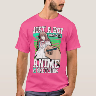 Camiseta Anime Apenas Um Menino Que Ama Anime Desenhando Ka