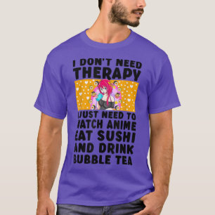 Camiseta Anime Art para Teen Girls Japonês Sushi Bubble Tea