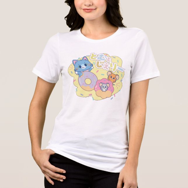 Camiseta Anime as Delícias da Rosquinha com Tom, Jerry e Tu (Frente)