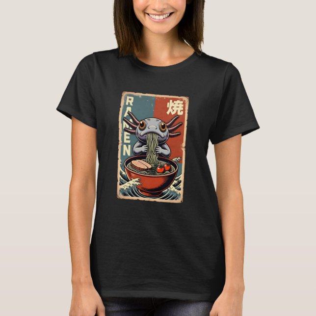 Camiseta Anime Axolotl Eating Ramen Japanese Cute & Funny K (Frente)