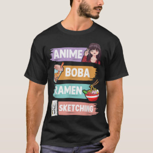 Camiseta Anime Boba Ramen Desenhando Otaku Kawaii Anime Gir