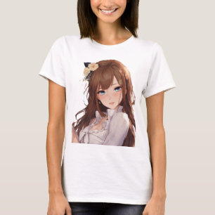 Camiseta Anime - Bonita garota japonesa do desenho animado