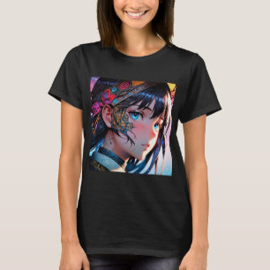 Camiseta Anime - Bonita garota japonesa do desenho animado 