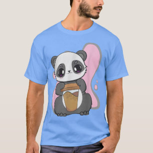 Camiseta Anime Bonita Panda E Bebendo De Urso Kawaii E