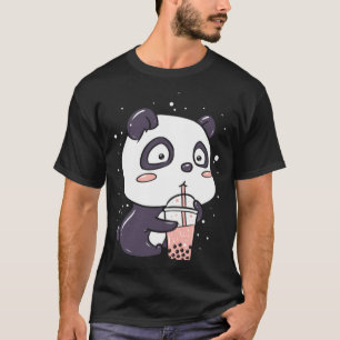 Camiseta Anime Bonito Panda É Bebendo Boba Bubble Tea l Div