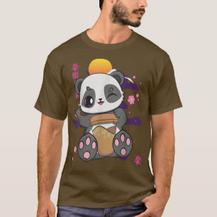 Camiseta Anime Bonito Panda E Bebendo De Urso Kawaii L