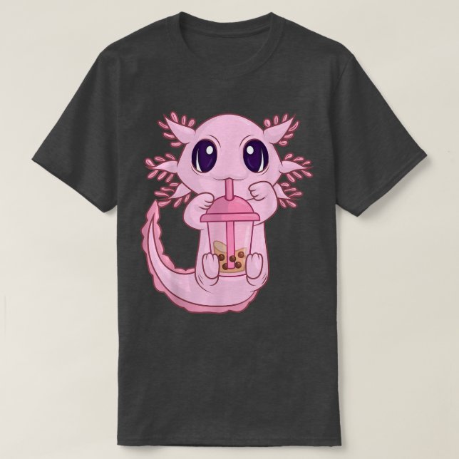 Camiseta Anime Bubble Boba Tea TWomen Girls, Kawaii Aolotl (Frente do Design)