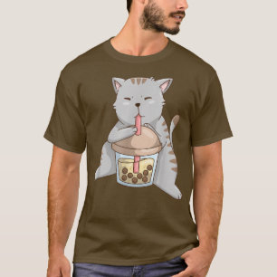 Camiseta Anime Cat Kawaii Neko Boba Cat Boba Tea Bubble Tea