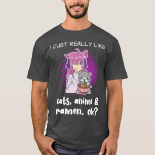 Camiseta Anime Cat Lover Ramen Lover Engraçado Anime Lover