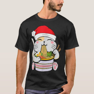 Camiseta Anime Cat Papais noeis Clausehat Japnese Kawaii Ra