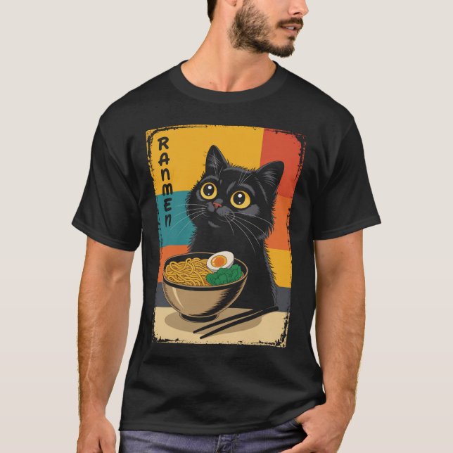 Camiseta Anime Cat Ramen Japonês (Frente)