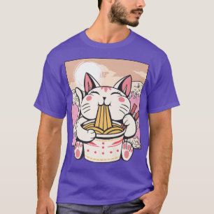 Camiseta Anime Cat Ramen Japonês Kawaii Cute Coreano Manga
