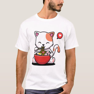 Camiseta Anime Cat Ramen Kawaii Neko Otaku Noodles Japonese