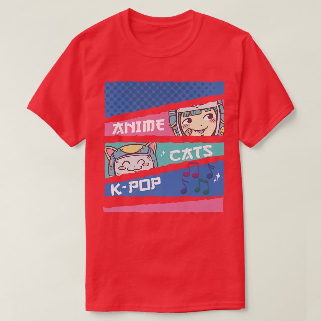 Camiseta Anime Cats KPop Japanese Art Manga Otaku Kawaii Ja (Frente do Design)