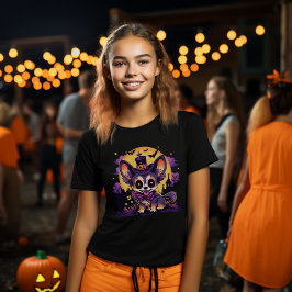 Camiseta Anime Chihuahua do Dia das Bruxas Spooky Paws