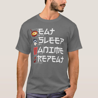 Camiseta Anime Comer Dormir Anime Repetir família