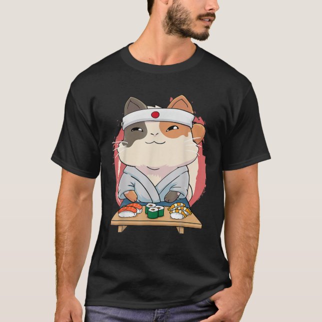 Camiseta Anime de Cats Sushi Kawaii (Frente)