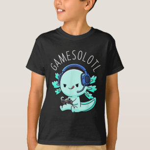 Camiseta Anime De Jogador Axolotl Oferece Meninas Kawaii