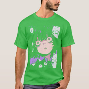 Camiseta Anime de Terror Mangá Neko Japão Japonês Assustado