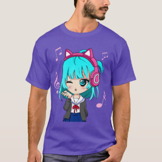 Camiseta Anime e garota de música foreen chibi gráfico Anim
