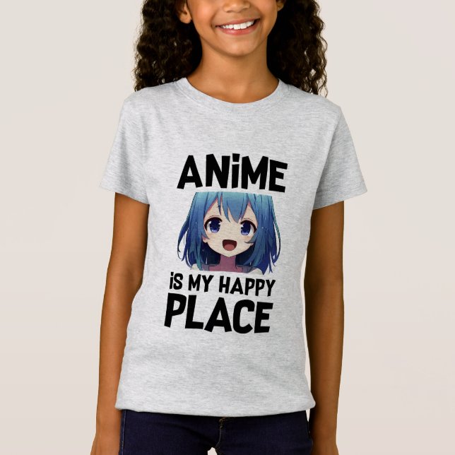 Camiseta Anime É O Meu Feliz Lugar, Meninas Gráfico (Frente)