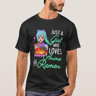Camiseta Anime E Ramen Apenas Uma Menina Que Ama Meninas De