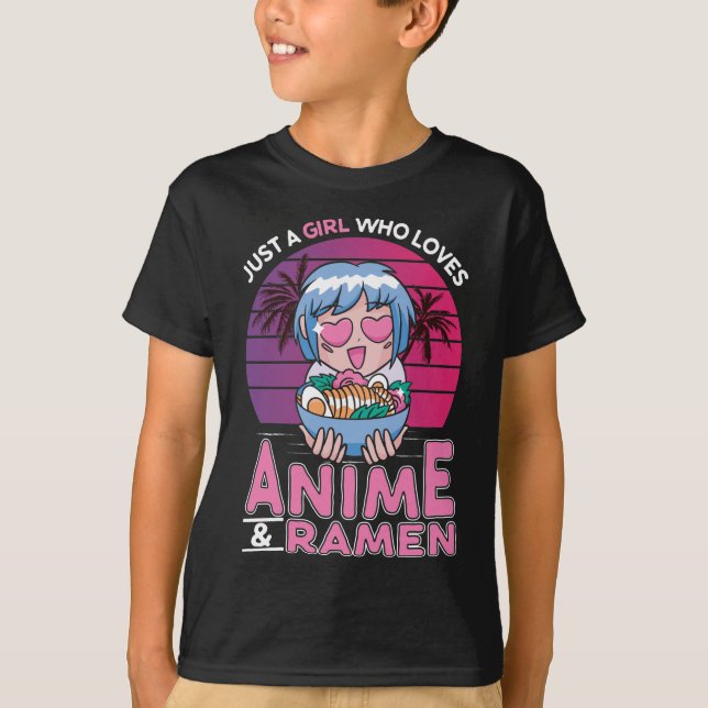 Camiseta Anime e Ramen Girl Otaku Retro Japan Manga (Frente)