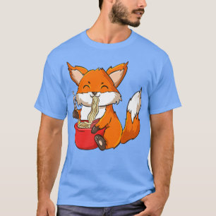 Camiseta Anime e Ramen Lover Cute's Fox Eating Bowl do Ra