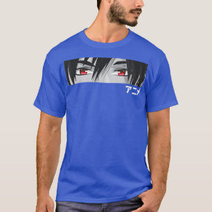 Camiseta Anime em Caracteres Japoneses Kawaii Olhos Face