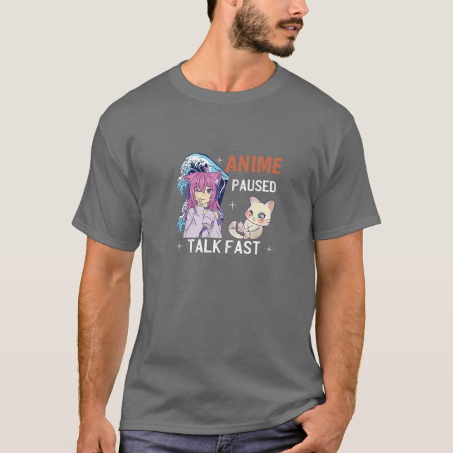 Camiseta Anime Em Pausa Fala Rápida Anime Vaporwave Para Te (Frente)