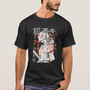Camiseta Anime Engraçado e Engraçado Kawaii Kitsune Kami