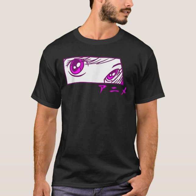 Camiseta Anime Eyes Anime Girl Caracteres Japoneses Para Me (Frente)