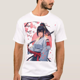 Camiseta Anime Fierce, Samurai Girl Katana |Guerreiro Japon