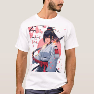 Camiseta Anime Fierce, Samurai Girl Katana |Guerreiro Japon
