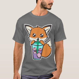 Camiseta Anime Fo Bebendo Boba Milk Bubble Tea Kawaii 100