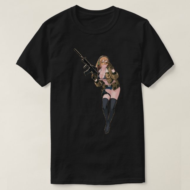 Camiseta anime garota com arma (Frente do Design)