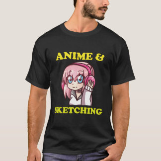 Camiseta Anime Gift Engraçado Anime Kawaii Bonito E Sketc