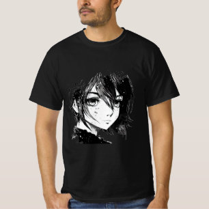 Camiseta Anime Girl Anime Envie um desenho de arte em tinta